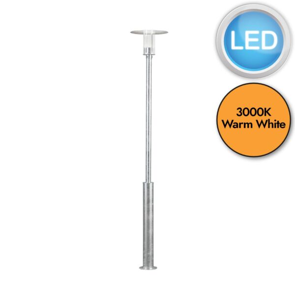 Konstsmide - Mode - 703-320 - LED Galvanized Zinc Clear IP54 Outdoor Lamp Post