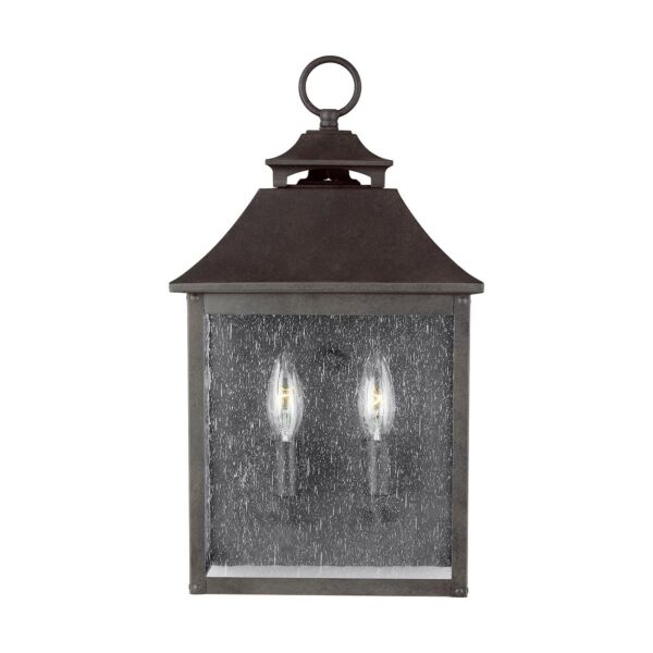 Feiss Lighting - Galena - FE-GALENA7-SBL - Sable Clear Seeded Glass 2 Light IP44 Outdoor Half Lantern Wall Light