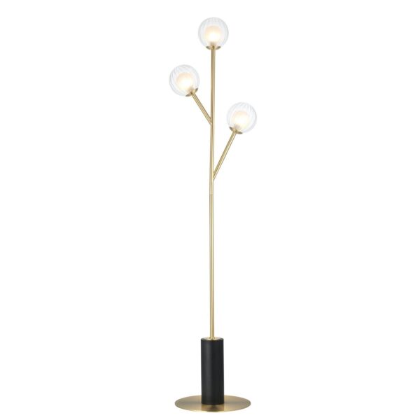 Myra - Satin Brass Clear Frosted Glass 3 Light Floor Lamp