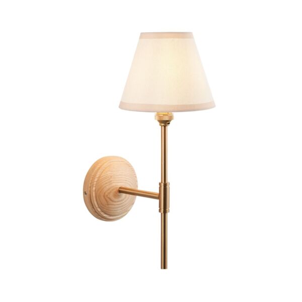 Endon Lighting - Wood T Bar & Ivy 16cm - 115835 - Ash Wood Vintage White Wall Light