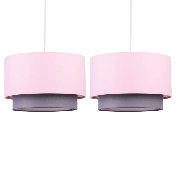 Pair of Pink & Grey 2 Tier Light Shades