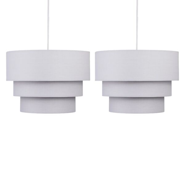 Pair of Light Grey 3 Tier Ceiling Light Shades