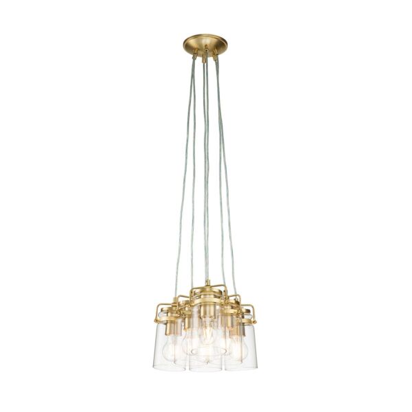 Kichler Lighting - Brinley - KL-BRINLEY6-BB - Brushed Brass Clear Glass 6 Light Ceiling Pendant Light