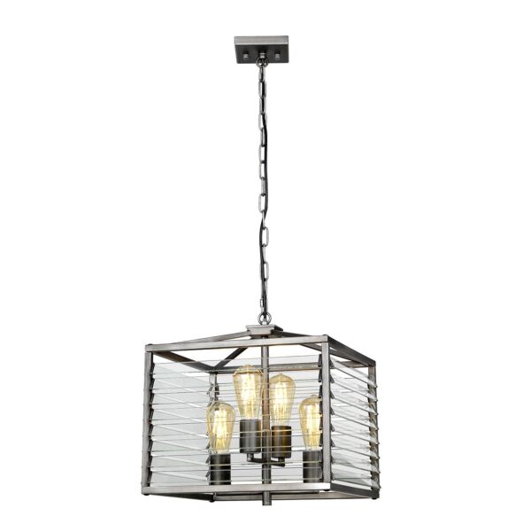 Elstead Lighting - Louvre - LOUVRE-4P - Gunmetal Clear Glass 4 Light Ceiling Pendant Light