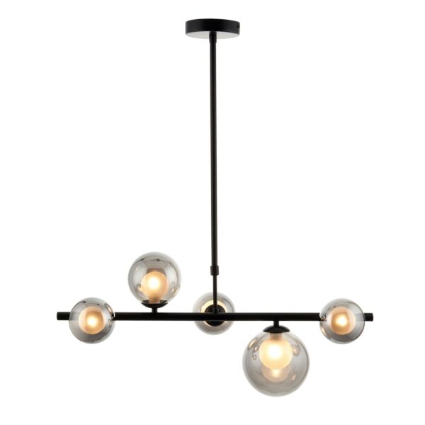 Cole - Black with Smoke Glass 5 Light Bar Pendant