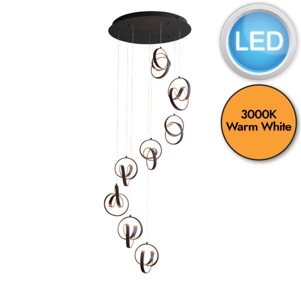 Endon Lighting - Cosma - 97625 - LED Black White 8 Light Ceiling Pendant Light