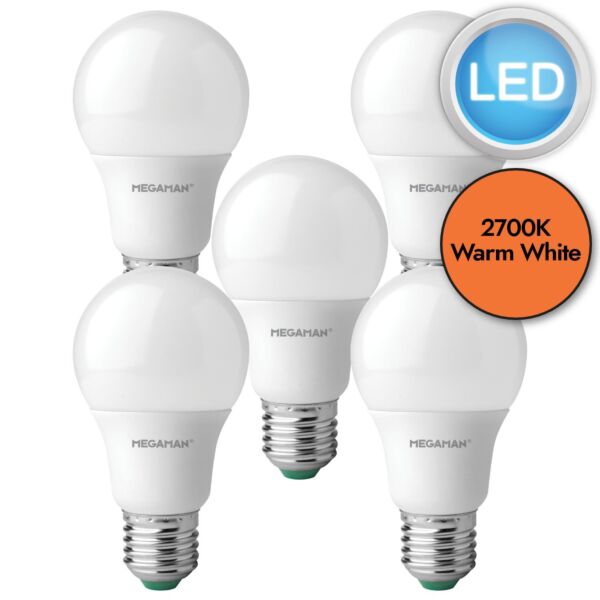 5 x 8.6W LED E27 Light Bulbs - Warm White