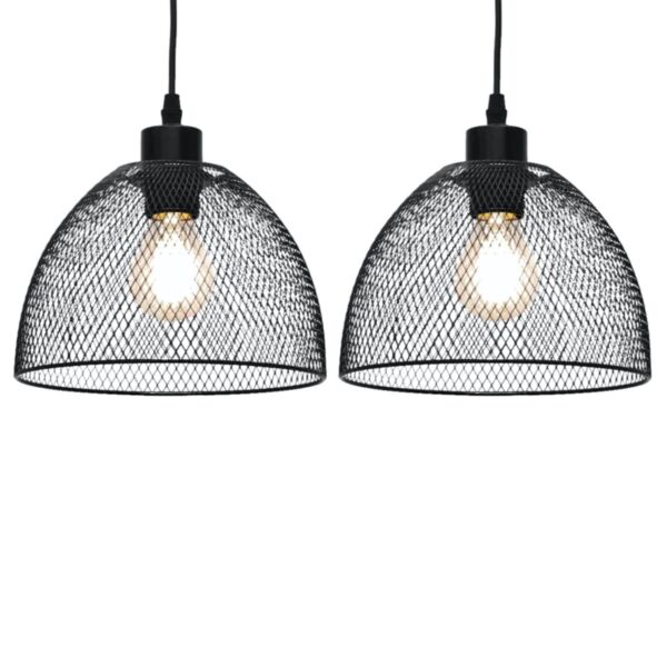 Set of 2 Cassidy - Medium Black Mesh Easy Fit Metal Pendant Shades