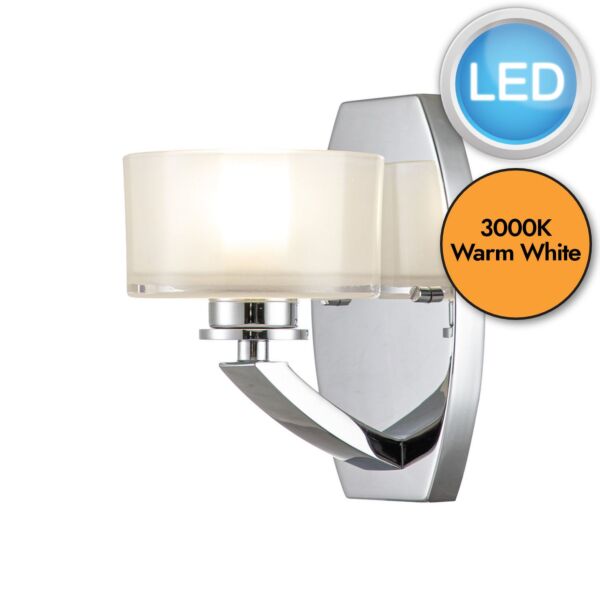 Hinkley Lighting - Meridian - HK-MERIDIAN1-BATH-PC - LED Chrome Opal Glass IP44 Bathroom Wall Light