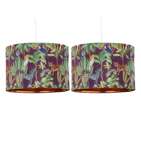 Set of 2 Safari - Velvet Safari Design 30cm Pendant or Table Lamp Shades