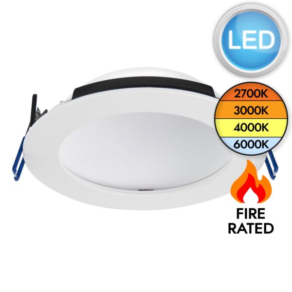 Saxby Lighting - OrbitalPRO - 102672 - LED White IP65 Bathroom Recessed Fire Rated Ceiling Downlight