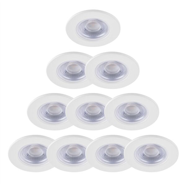 Set of 10 Matt White Fire Rated 6W LED 3000K Recessed Downlights