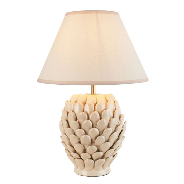 Endon Lighting - Layered Leaf & Ivy 30cm - 116420 - Cream Crackle Aged Brass Vintage White Ceramic Table Lamp With Shade