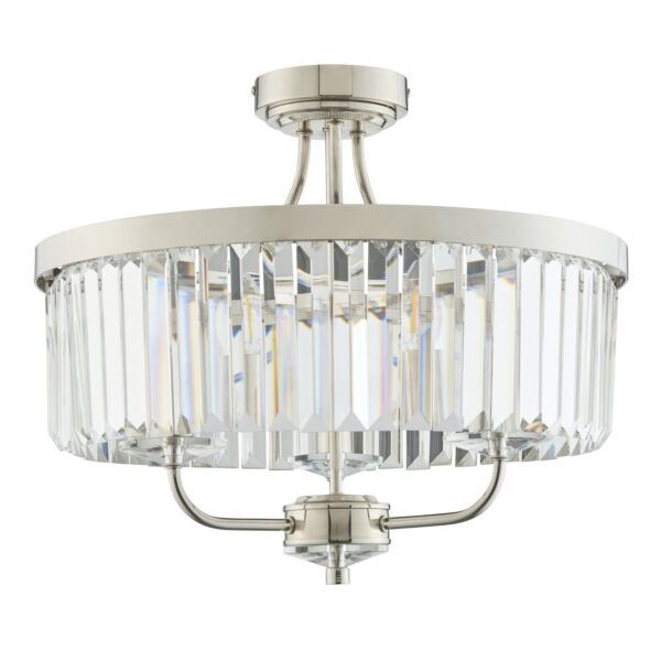 Chichester - Bright Nickel Crystal Semi flush