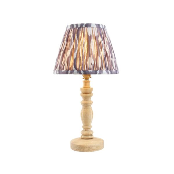 Endon Lighting - Bibury & Ikat 20cm - 114292 - Ash Wood Aged Brass Grey Table Lamp With Shade