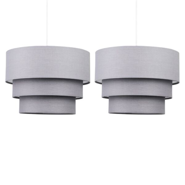 Pair of Dark Grey 3 Tier Ceiling Light Shades