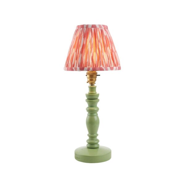 Endon Lighting - Bibury & Ikat 16cm - 115872 - Green Aged Brass Pink Table Lamp With Shade