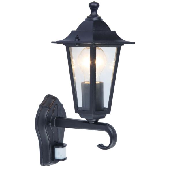 Corniche - Black Lantern Style Outdoor Motion Sensor Wall Light