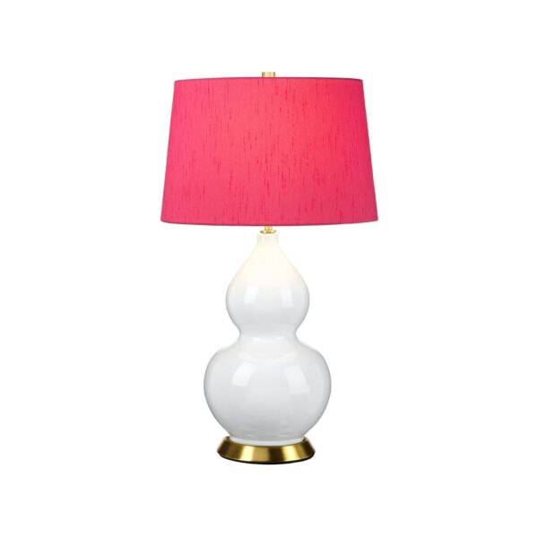 Elstead Lighting - Isla - ISLA-AB-TL-CRANBERRY - White Aged Brass Pink Ceramic Table Lamp With Shade