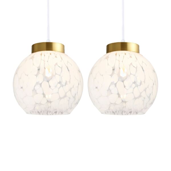 Set of 2 Magda - Confetti Glass with Satin Gold Easy Fit Pendant Shades