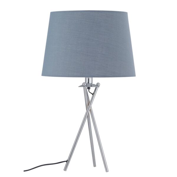 Tripod Table Lamp with Grey Cotton Fabric Shade