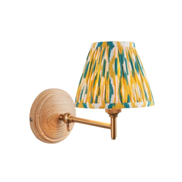 Endon Lighting - Wood Fold & Ikat 16cm - 115866 - Ash Wood Yellow Jade Wall Light