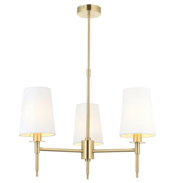 Nita - Satin Brass Vintage White 3 Light Ceiling Pendant Light