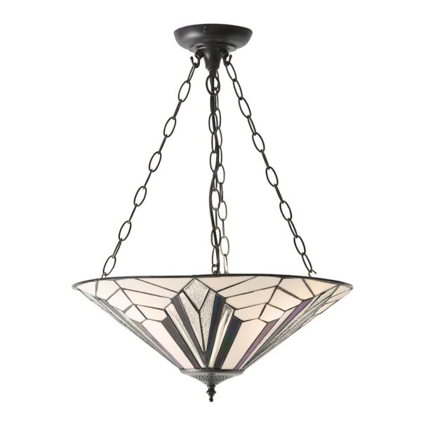 Interiors 1900 - Astoria - 63936 - Dark Bronze Tiffany Glass 3 Light Ceiling Pendant Light