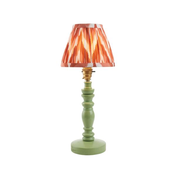 Endon Lighting - Bibury & Zigzag 16cm - 115879 - Green Aged Brass Orange Table Lamp With Shade