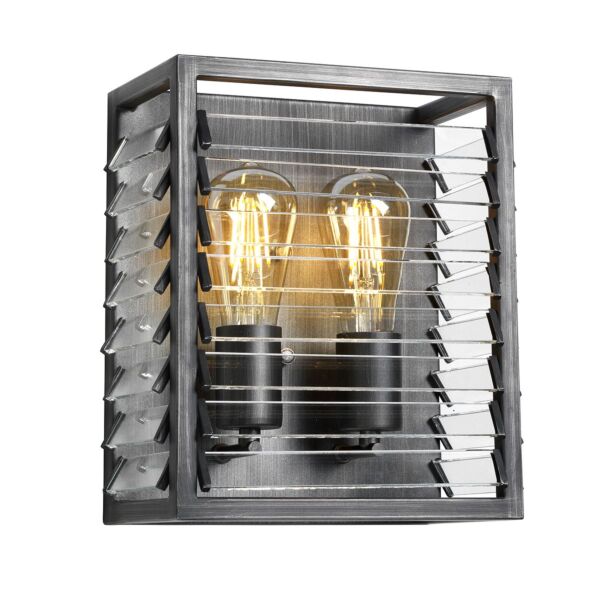 Elstead Lighting - Louvre - LOUVRE2 - Gunmetal Clear Glass 2 Light Wall Washer Light