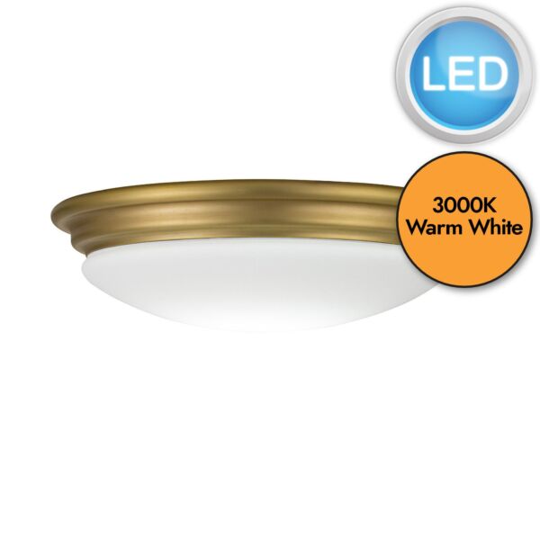 Elstead Lighting - Brompton - BATH-BROMPTON-F-BB - LED Brushed Brass Opal Glass IP44 Bathroom Ceiling Flush Light