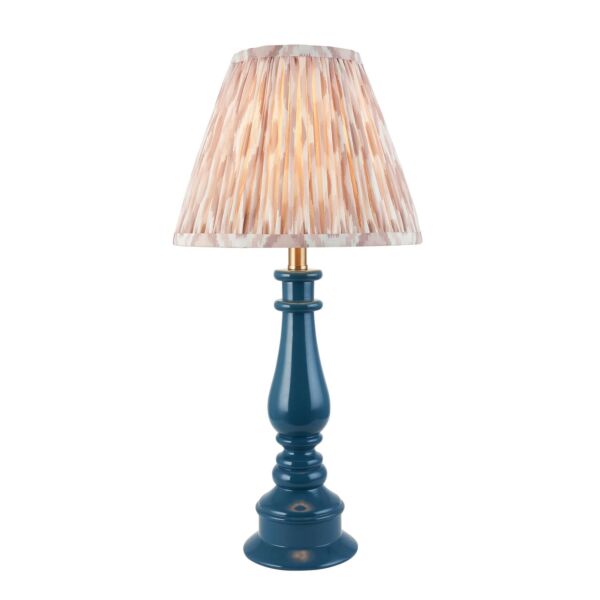 Endon Lighting - Myrtle & Ikat 25cm - 116354 - Blue Warm Brass Neutral Table Lamp With Shade