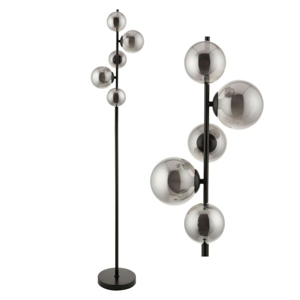 Cole - Black with Smoke Glass 5 Light Floor Lamp