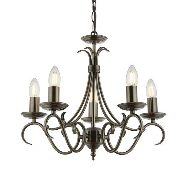 Endon Lighting - Bernice - 2030-5AS - Antique Silver 5 Light Chandelier