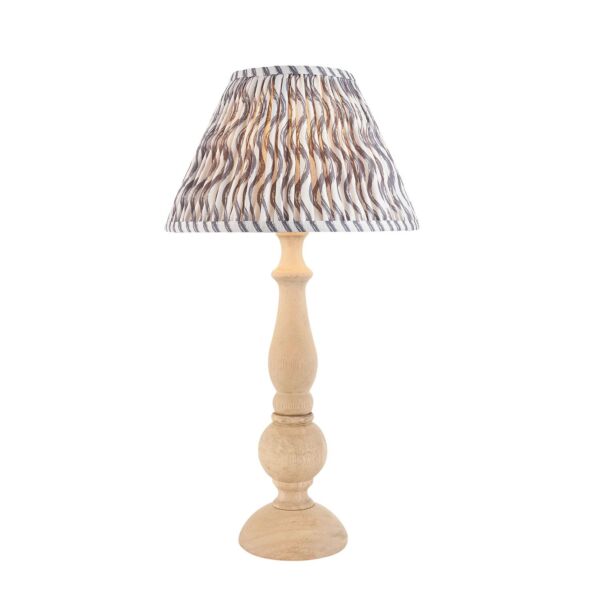 Endon Lighting - Hidcote & Ripple 30cm - 114751 - Natural Wood Aged Brass Grey Table Lamp With Shade