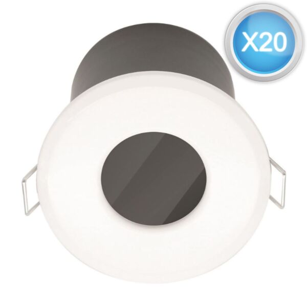 Set of 20 Fire Rated Bathroom Downlights - White IP65 Recessed Downlights