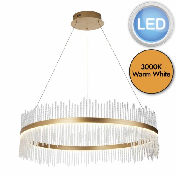 Peralta - LED Gold Clear Glass 89cm Dia Ceiling Pendant Light