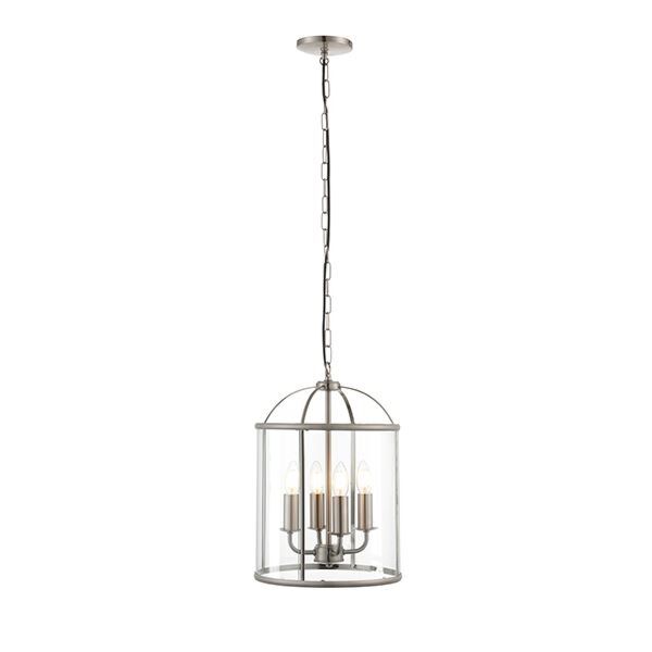 Endon Lighting - Lambeth - 70324 - Satin Nickel Clear Glass 4 Light Ceiling Pendant Light