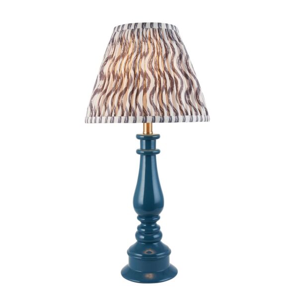 Endon Lighting - Myrtle & Ripple 25cm - 116347 - Blue Warm Brass Grey Table Lamp With Shade