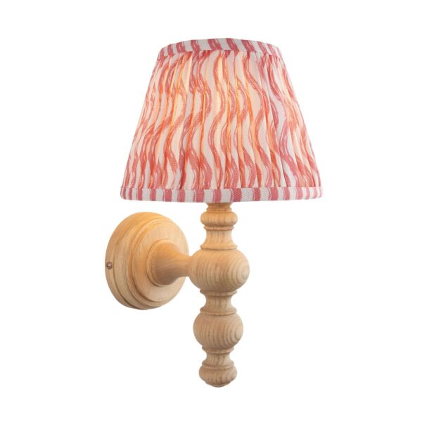 Endon Lighting - Bibury & Ripple 20cm - 114326 - Ash Wood Aged Brass Pink Wall Light