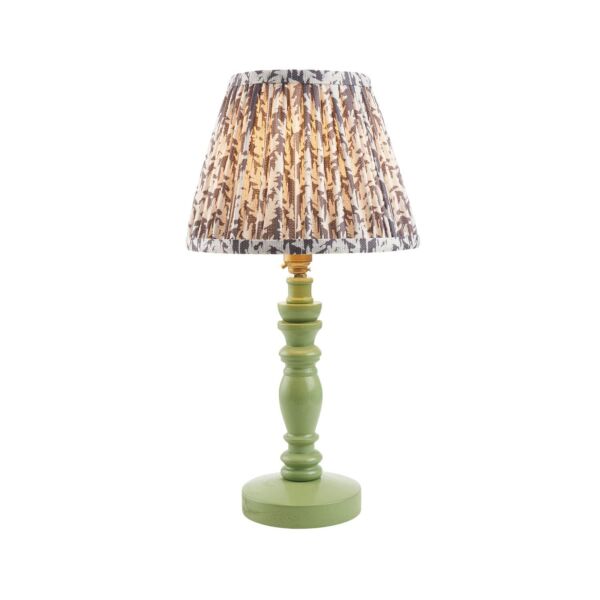 Endon Lighting - Bibury & Leaf 20cm - 115933 - Green Aged Brass Grey Table Lamp With Shade