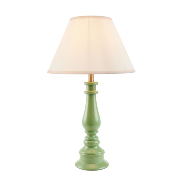 Endon Lighting - Myrtle & Ivy 30cm - 114925 - Green Warm Brass Vintage White Table Lamp With Shade