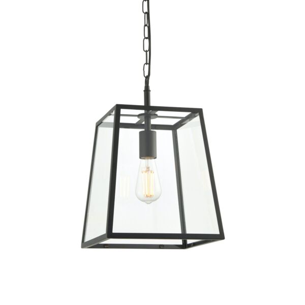 Endon Lighting - Hurst - 101541 - Black Clear Glass Ceiling Pendant Light