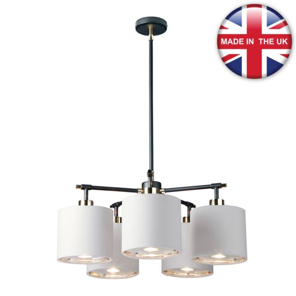 Elstead Lighting - Balance - BALANCE5-BKPN - Black Nickel White 5 Light Ceiling Pendant Light