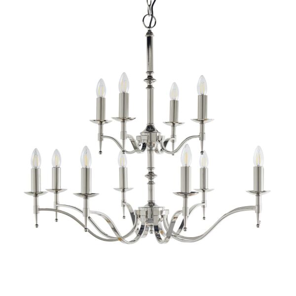 Interiors 1900 - Stanford - CA1P12N - Nickel 12 Light Chandelier