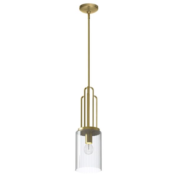 Quintiesse - Kimrose - QN-KIMROSE-MP-BNB - Natural Brass Clear Glass Ceiling Pendant Light