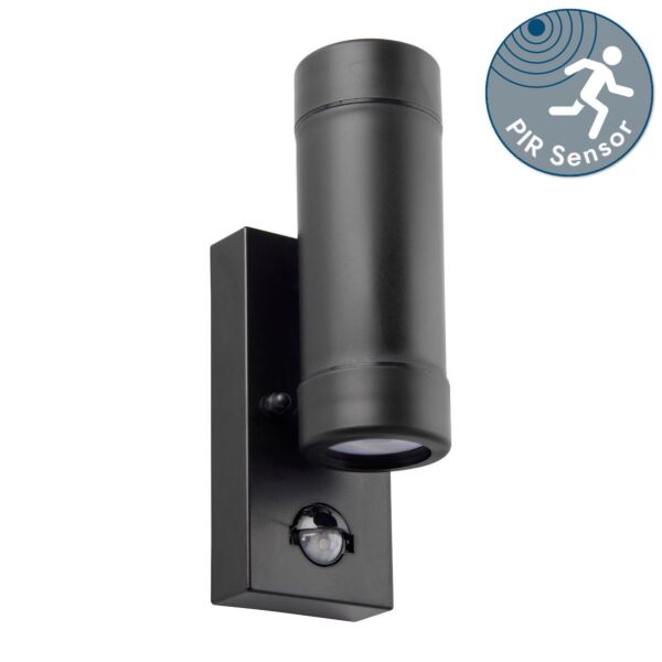 Saxby Lighting - Icarus - 81011 - Black Clear 2 Light IP44 Outdoor Sensor Wall Light