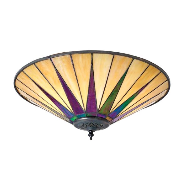 Interiors 1900 - Dark Star - 70240 - Dark Bronze Tiffany Glass 2 Light Flush Ceiling Light