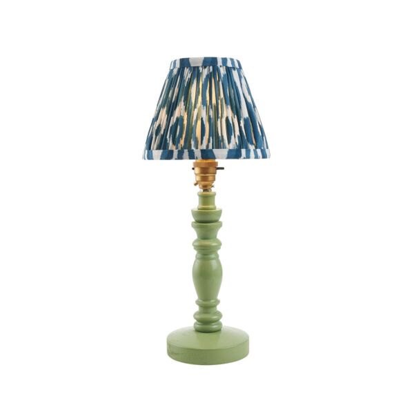 Endon Lighting - Bibury & Ikat 16cm - 115881 - Green Aged Brass Blue Table Lamp With Shade