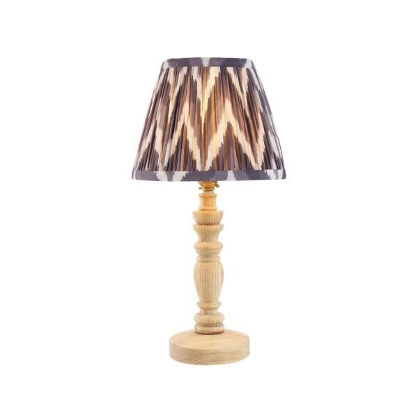 Endon Lighting - Bibury & Zigzag 20cm - 114283 - Ash Wood Aged Brass Grey Table Lamp With Shade